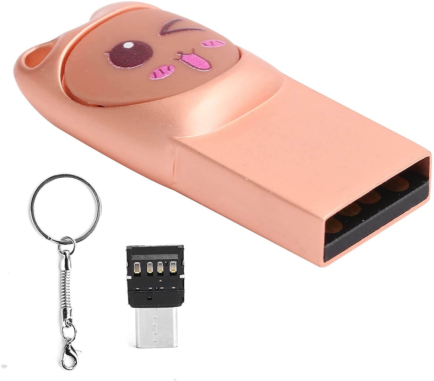 01 U Disk, USB Pen Drive USB Flash Drive USB Memory Stick Waterproof Cartoon with Hanging for(Mengmei-Rose Gold, 128GB)