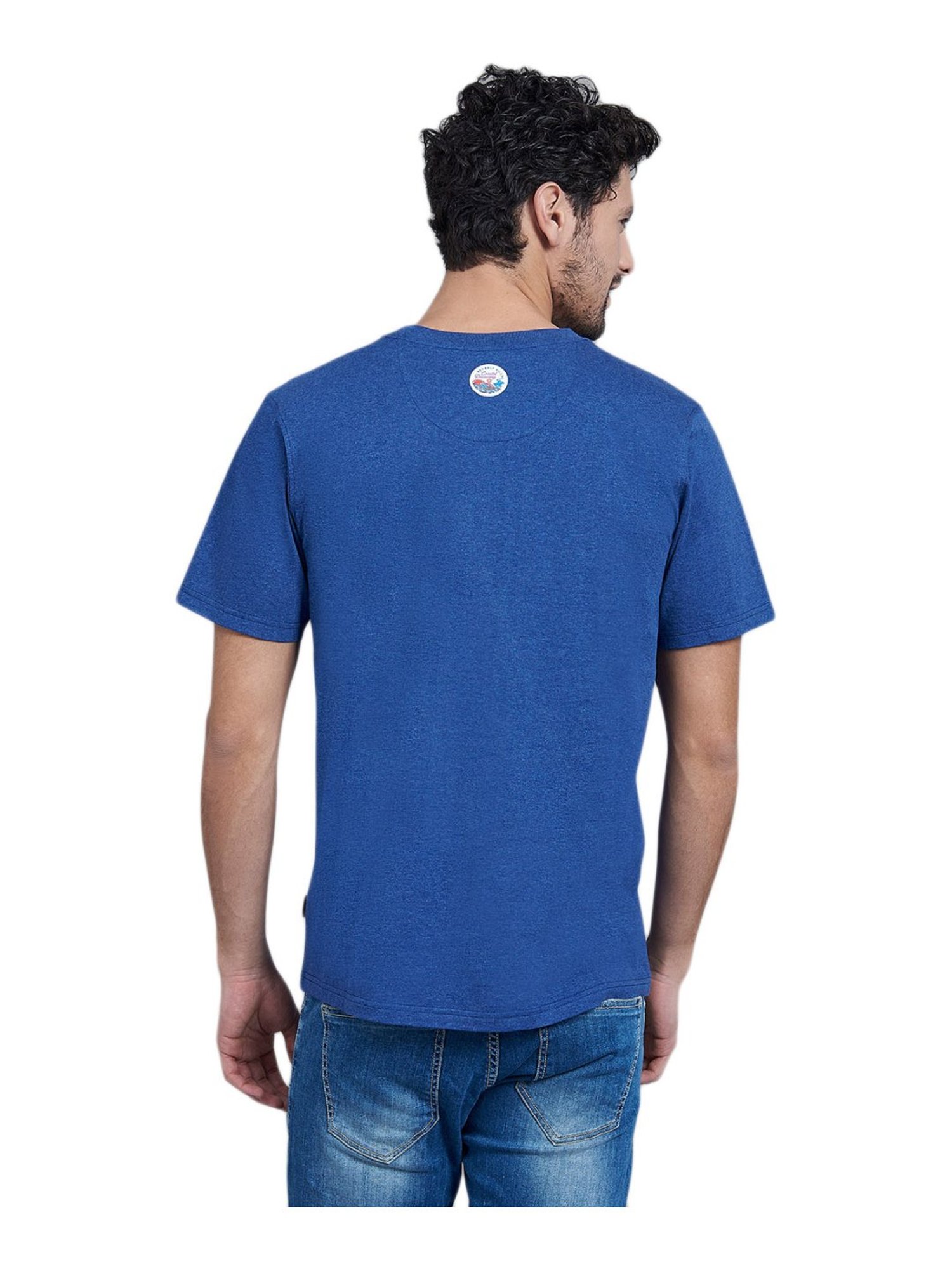 Beverly Hills Polo Club Blue Cotton Regular Fit Printed T-Shirt