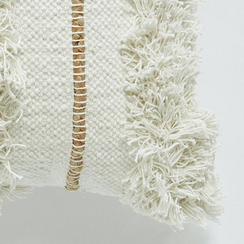 20"x20" Tufted Natural Striped Square Throw Pillow - Patina Vie