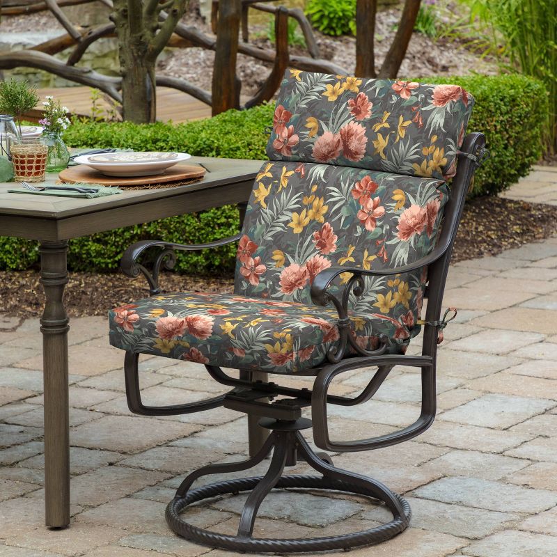 Phoebe Floral Outdoor Dining Chair Cushion Gray - Arden Selections