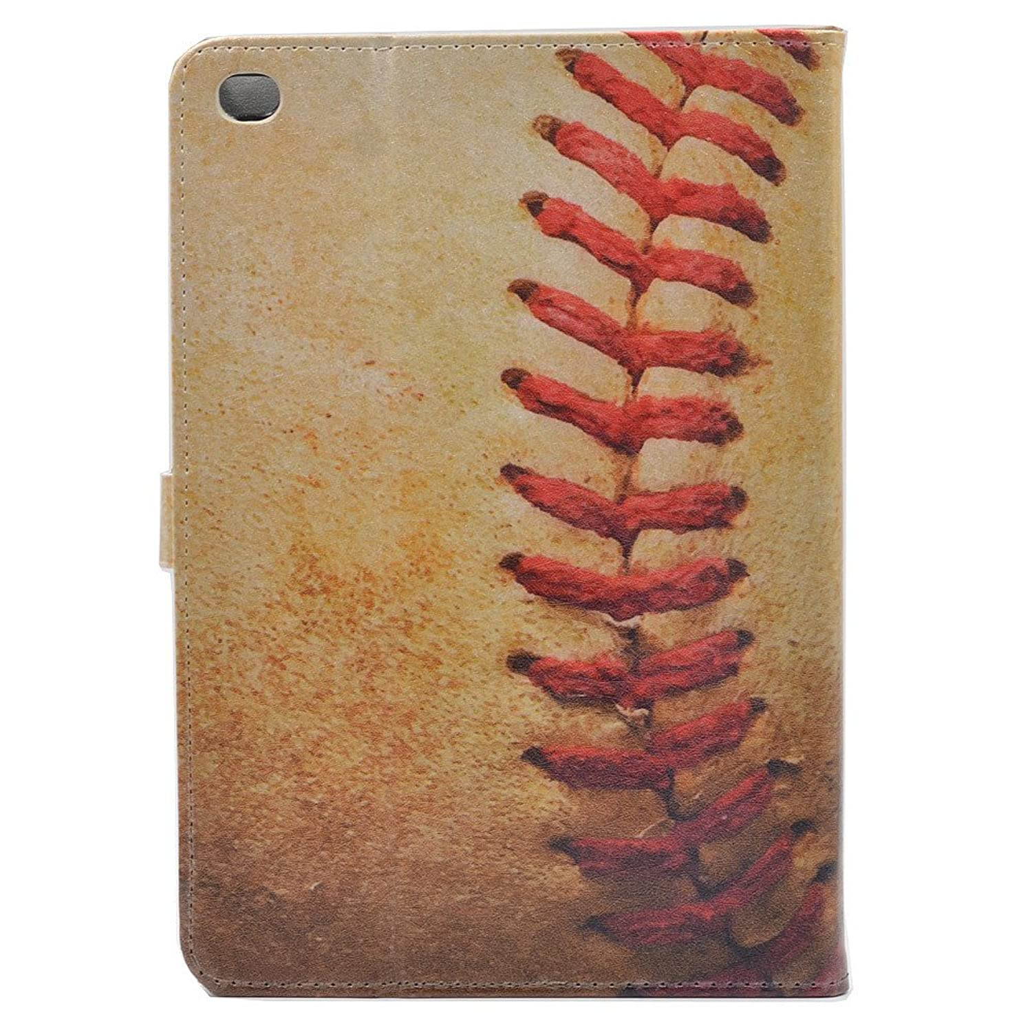 iPad Mini 4 Case Vintage Baseball Pattern Leather Flip Case Stand Cover for Apple iPad Mini 4 (2015 Edition) 7.9 inch,iPad Mini 5 5th (2019)