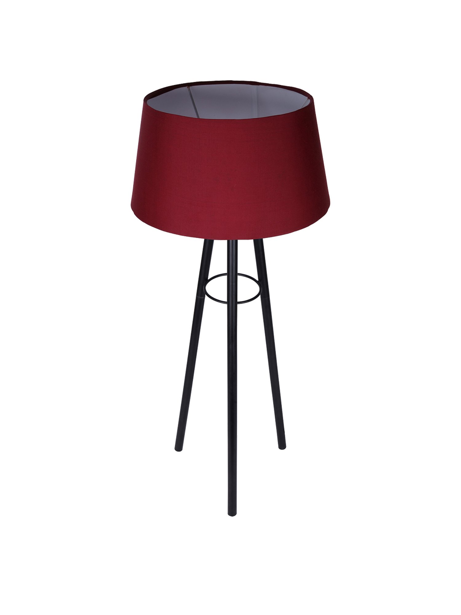 Homesake Black Mid Century Metal Tripod Table Lamp With Red Shade