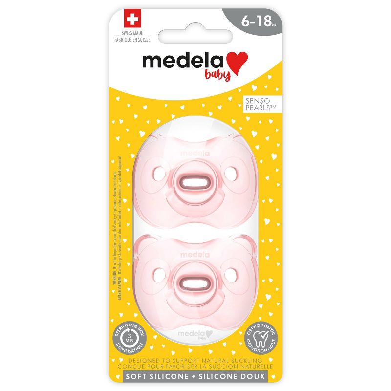 Medela Baby Soft Silicone Pacifier - Pink/Transparent 6-18 Months 2pk