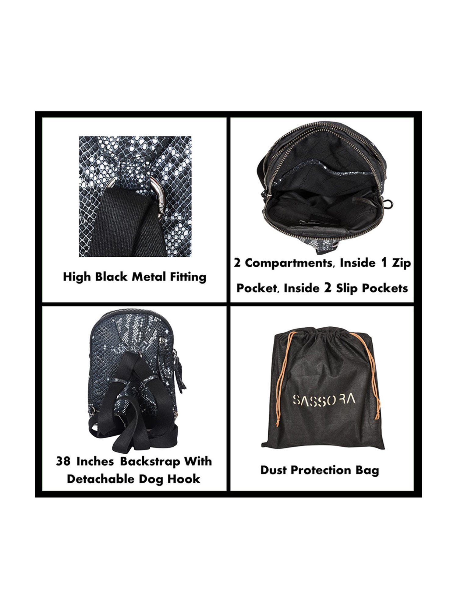 Tohl Fenwick Black Leather Medium Backpack