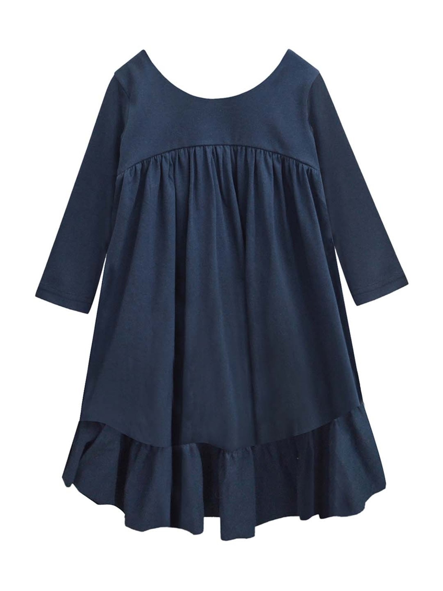 A.T.U.N. Kids Navy Cotton Regular Fit Full Sleeves Dress