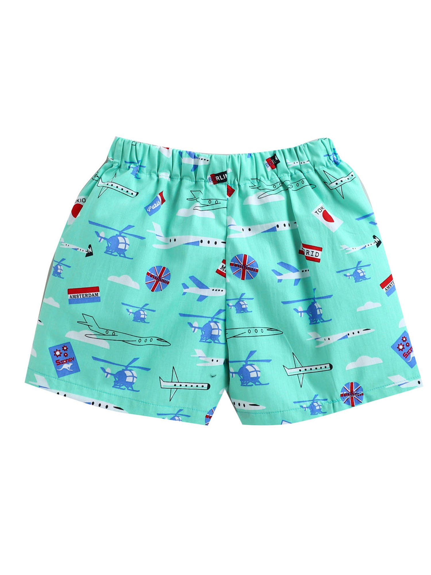 The Magic Wand Boys Green Printed Shirt with Shorts