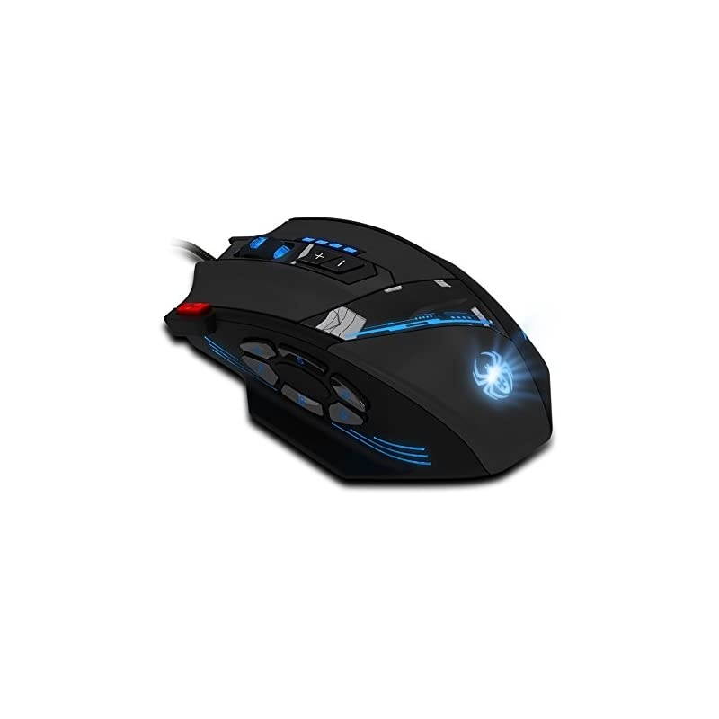 12 Programmable Buttons Zelotes C12 Gaming Mouse,  Laser Double-Speed Adjustment 8000DPI Mice Support 4 Level Switch