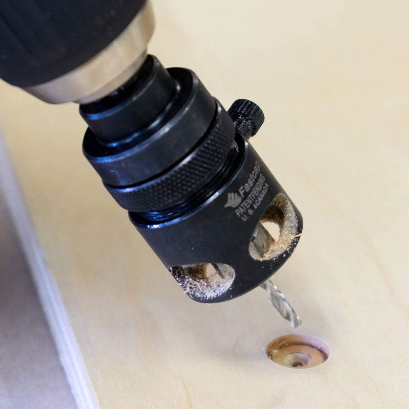 FastCap 9/16 Inch Carbide Cutter FlushMount Drill Bit System w/ Adjustable 1/8 Inch Pilot Bit & Micro Depth Adjustment for Countersinking & Recessing