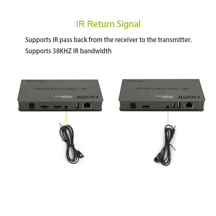 XOLORspace HT006 4k HDMI KVM Extender over IP up to 120m by CAT6 cable with Loop out and IR return signal
