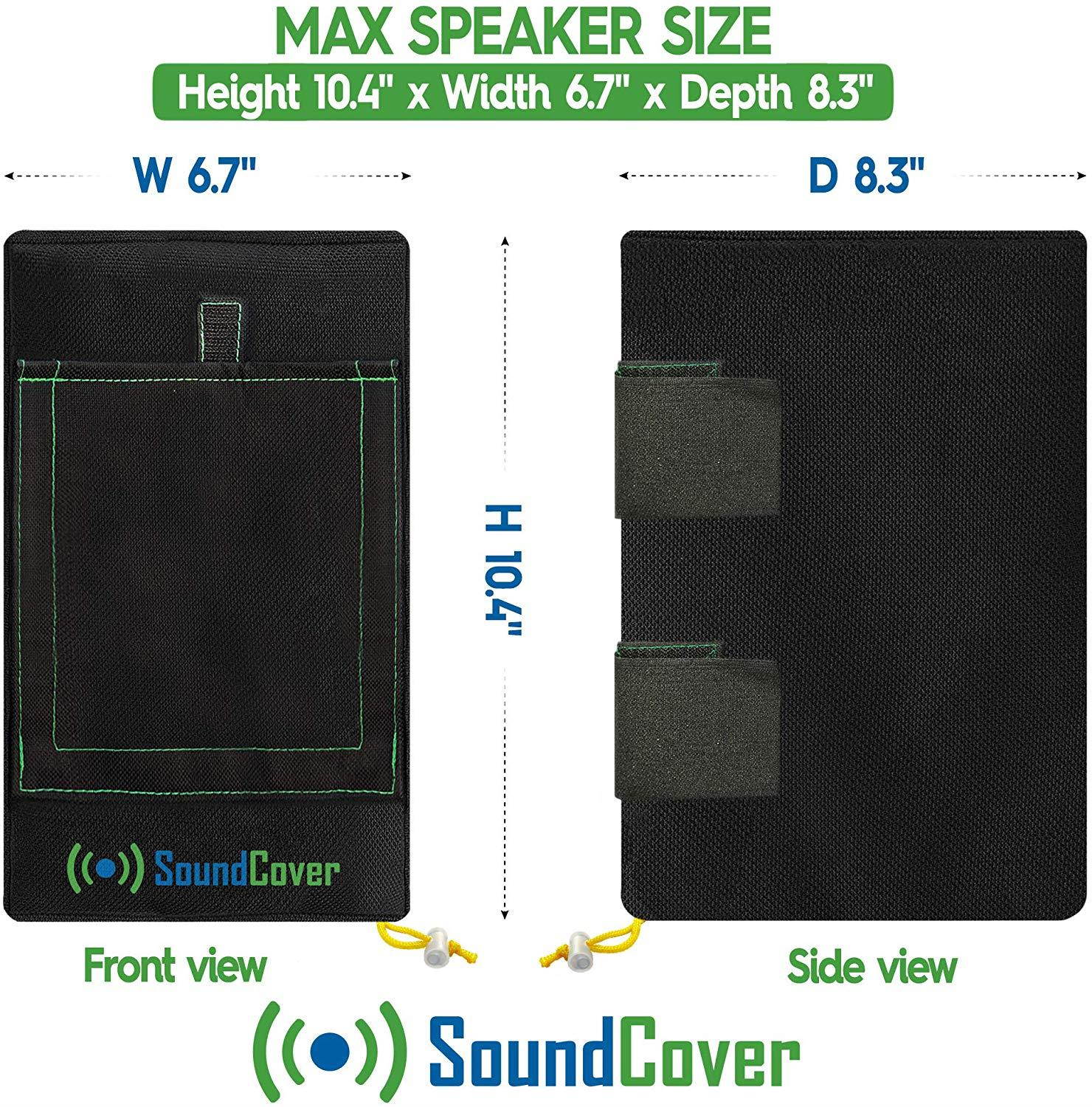 2 Black Waterproof UV Protection Speaker Covers for Outdoor Speakers with Sound Option fit Klipsch Kho-7, Polk Atrium 5, Herdio 5.25" & Pyle 5.25 Speakers (MAX Size: H 10.4" X W 6.7" X D 8.3")