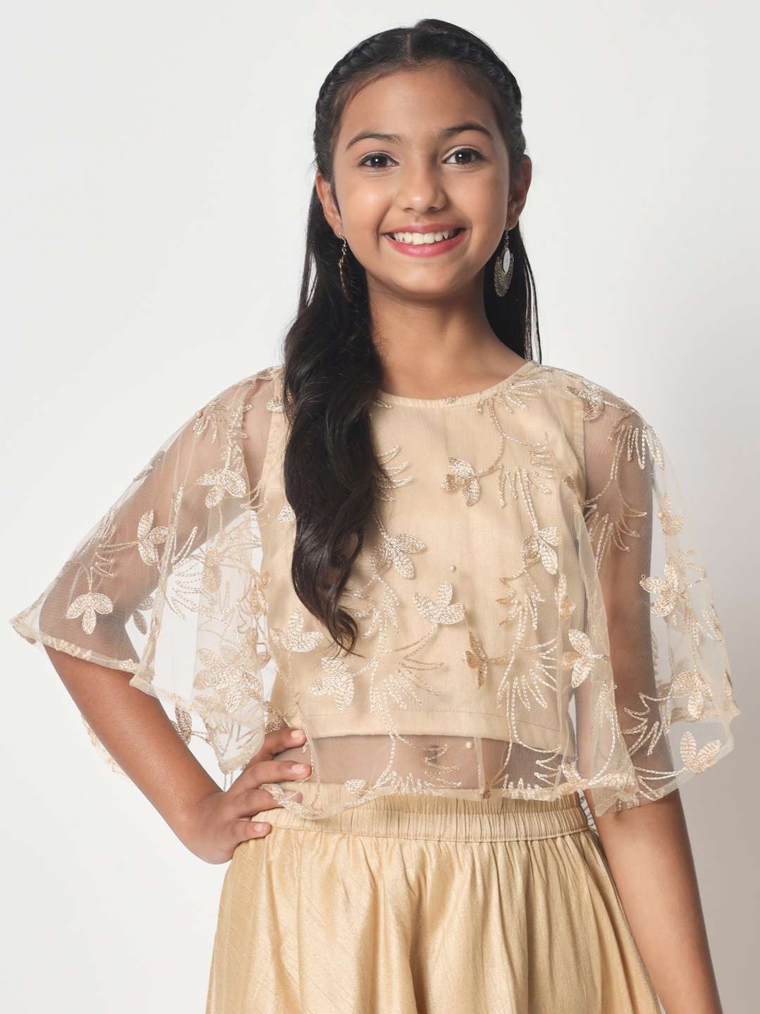 studiorasa Kids Beige Embroidered Top