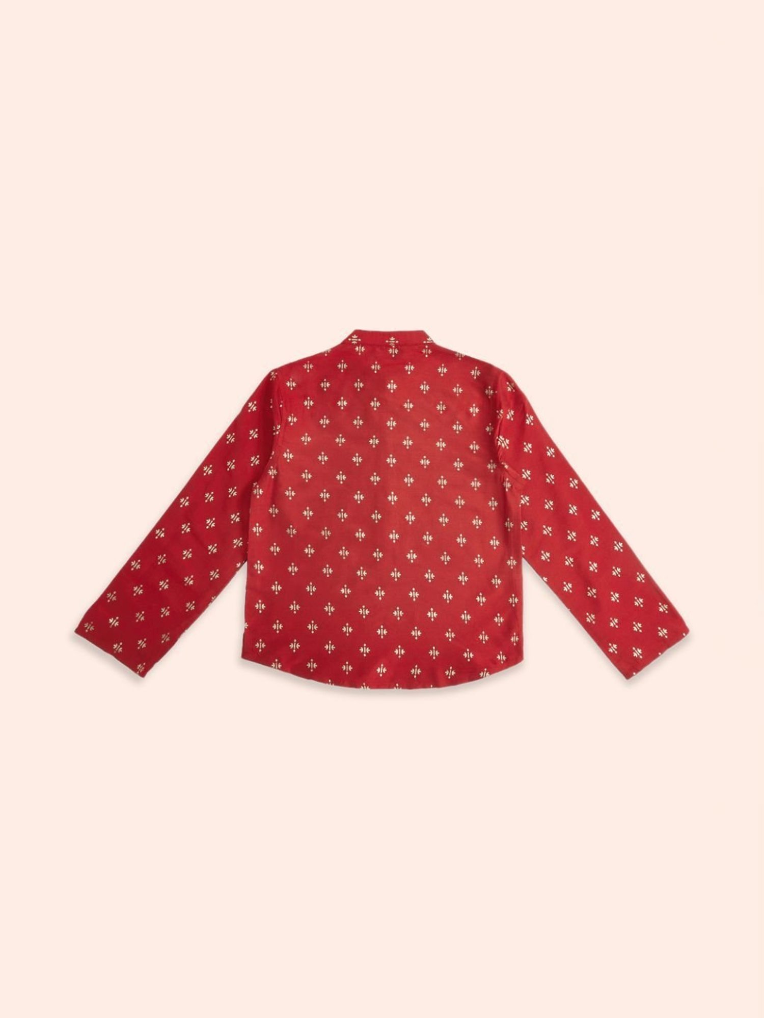 Indus Route by Pantaloons Kids Maroon Printed Full Sleeves Kurta