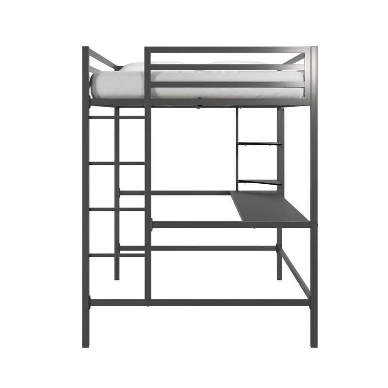 Full Maxwell Metal Loft Bedwith Desk & Shelves Gray/Black - Novogratz