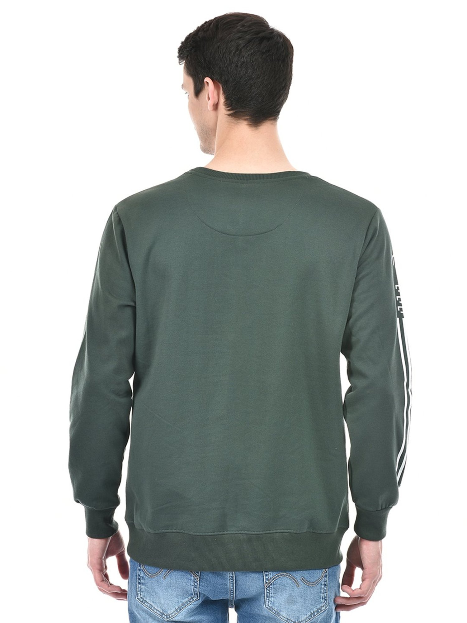 Integriti Military Green Regular Fit Printed Sweatshirt