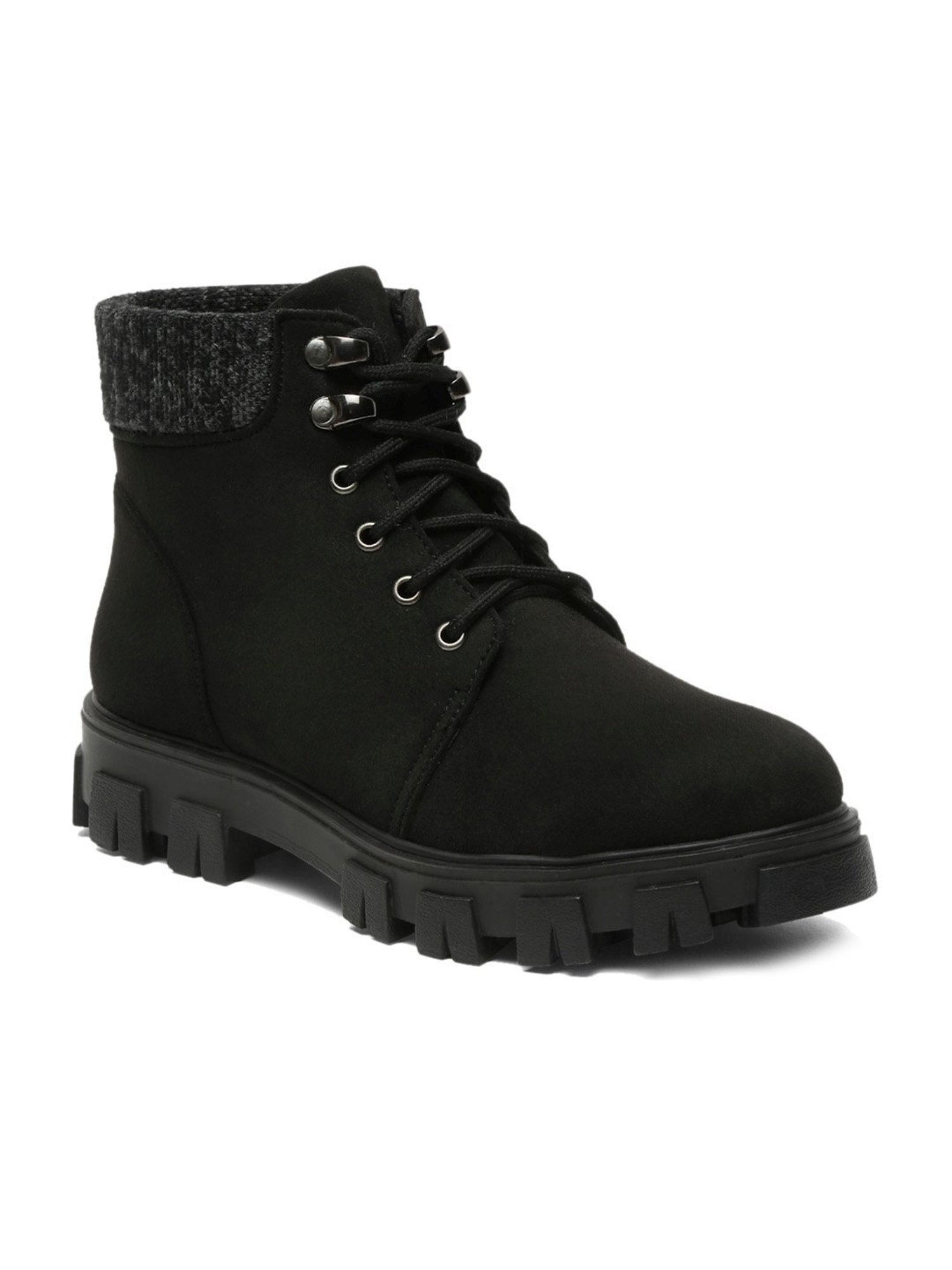Flat N Heels Women's Black Derby Boots