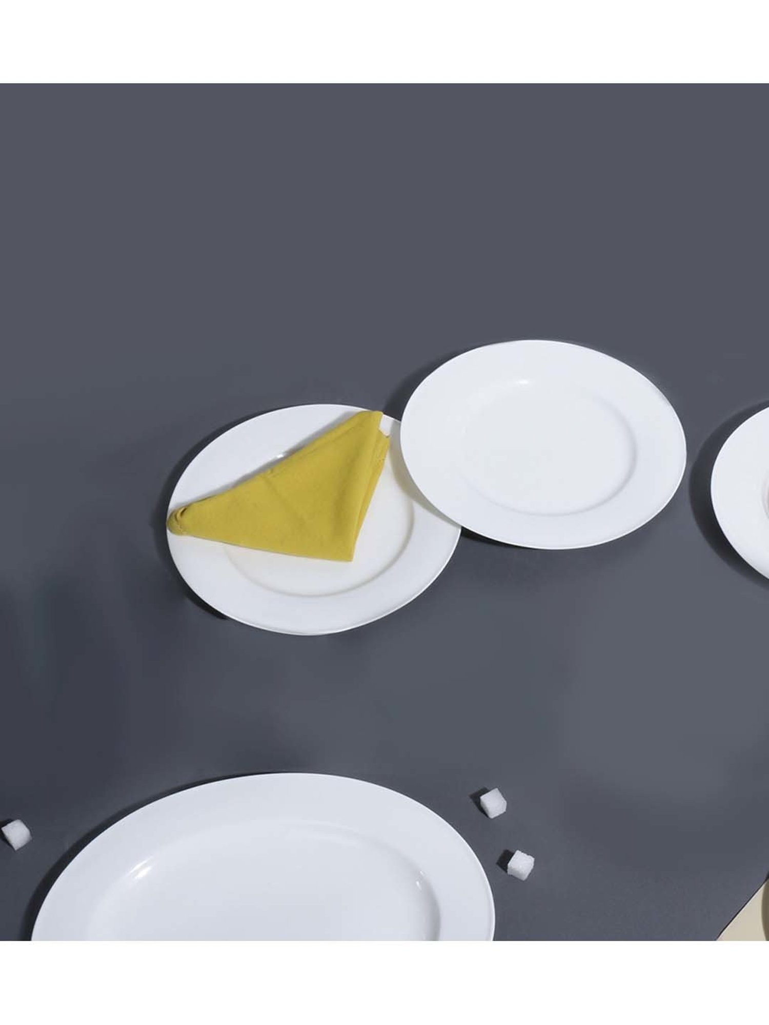 Nestasia Premium Quality Mandala Yellow Spiral Printed Square Shaped Ceramic Plate With Handle