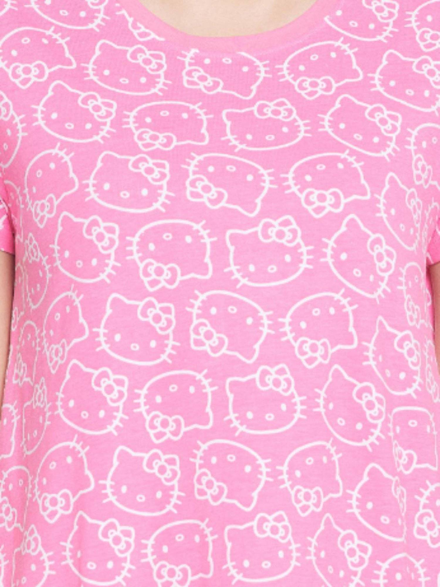 Clovia Pink Graphic Print Night Dress