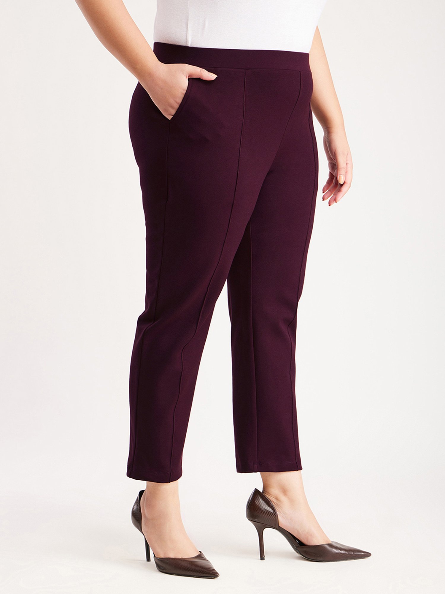 Fablestreet X Maroon Mid Rise Formal Trousers