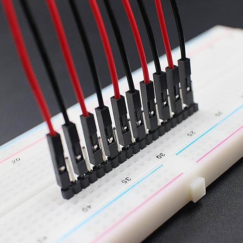 Breadboard Female to Female Jumper Wires Black Red Color for Power Lines 01 Square Head 60Pack 24AWG by Hellotronics FF 15CM Pack of 60