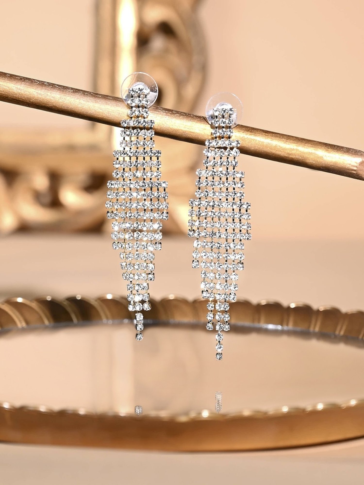 Accessorize London Crystal Waterfall Statement Dangler Earrings
