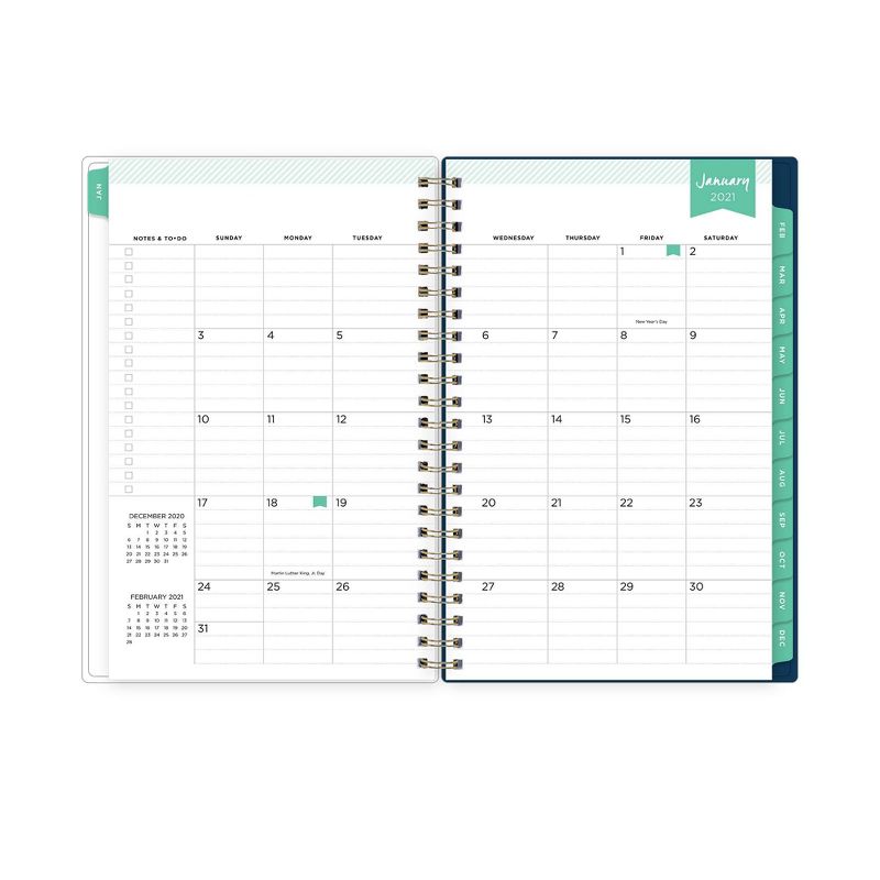 2021 Planner 5" x 8" Clear Pocket Cover Weekly/Monthly Wirebound Navy Stripe - Day Designer