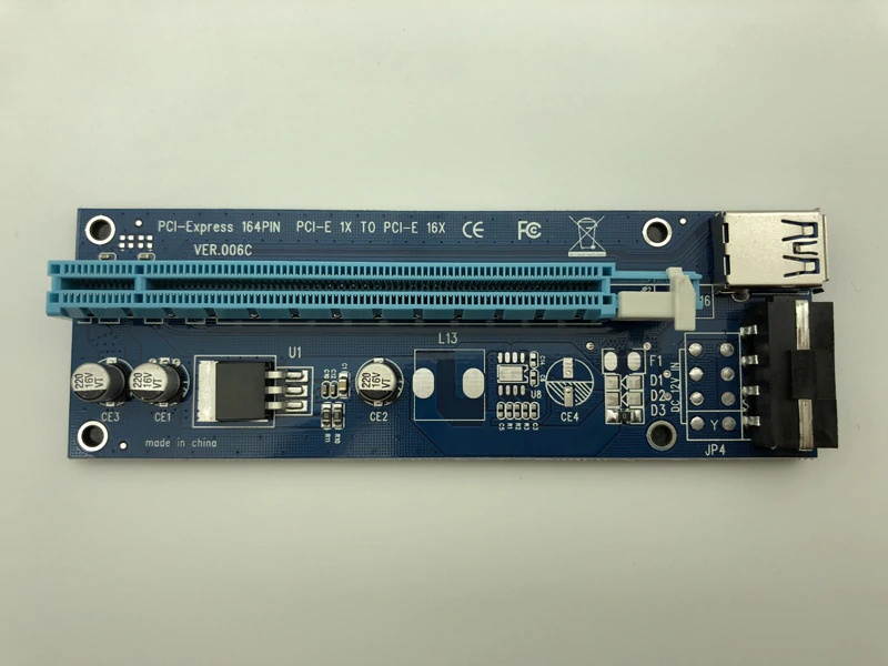 6pcs 006C USB 3.0 PCI-E Express 1X 4x 8x 16x Extender Riser Adapter Card SATA 15pin Male to 4pin Power Cable for Bitcoin Miner