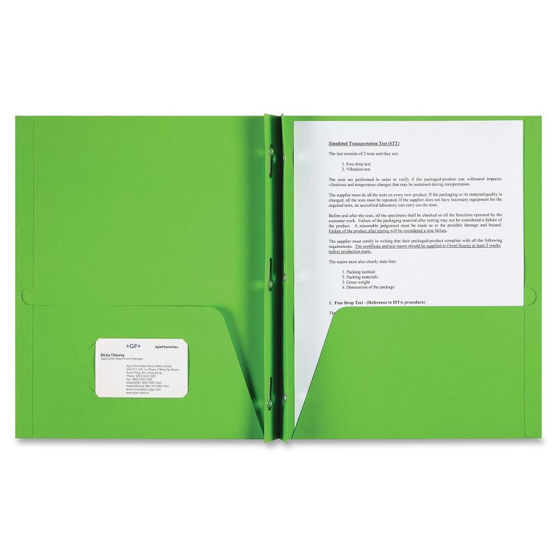 Sparco 2-Pocket Folder 3 Prong 25/BX Apple Green 78542