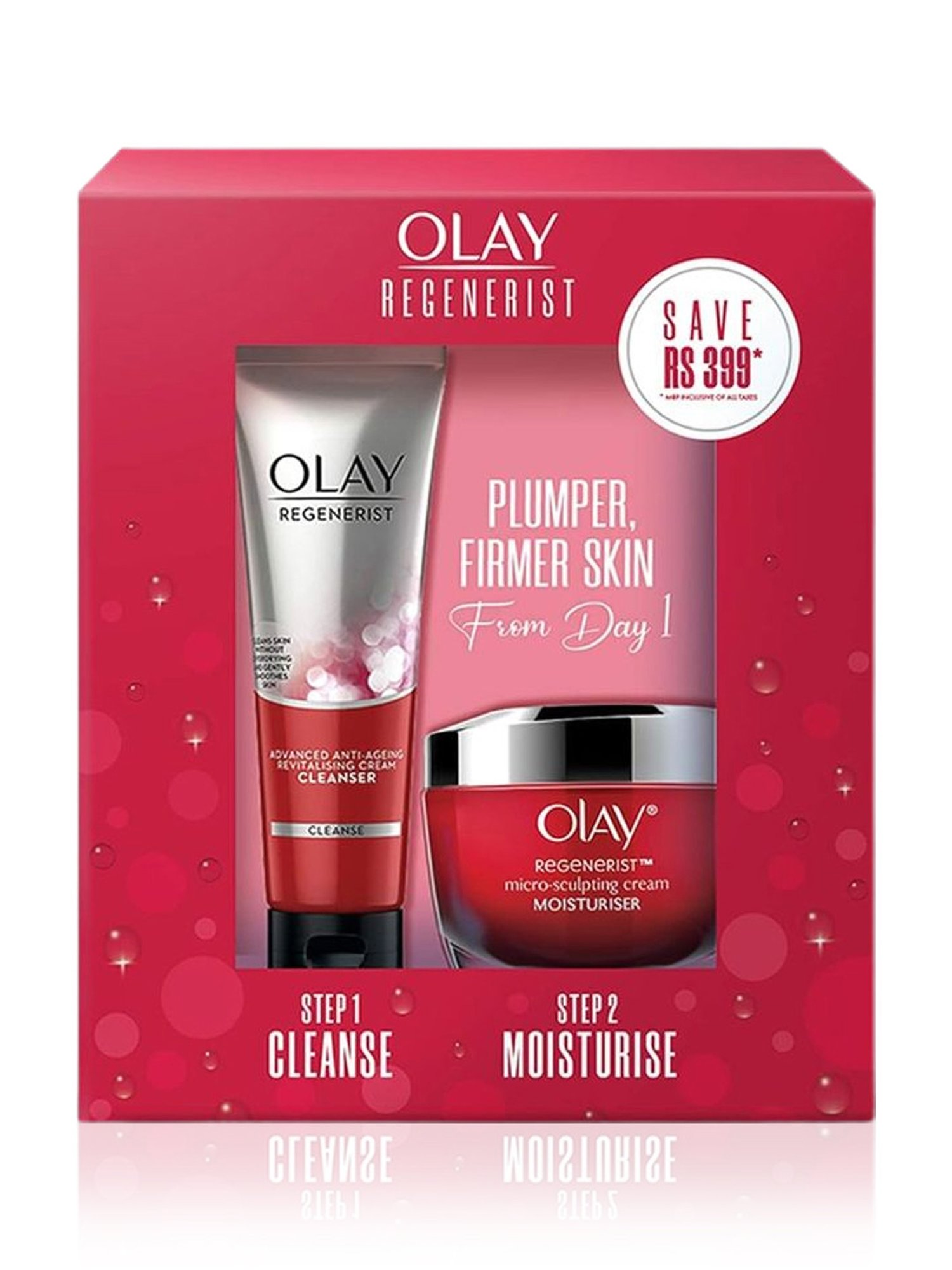 Olay Regenerist Micro-Sculpting Cream Moisturiser with Regenerist Advance Cream Cleanser Combo