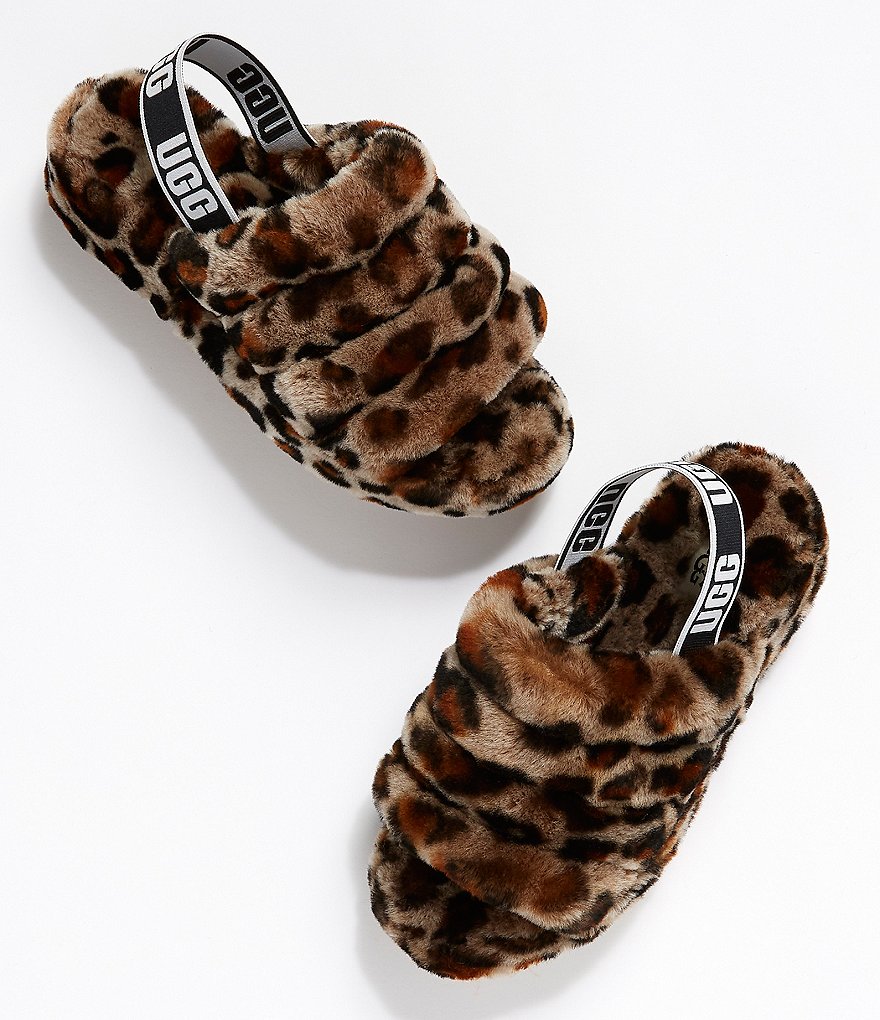 UGG&reg; Fluff Yeah Leopard Print Fur Slides