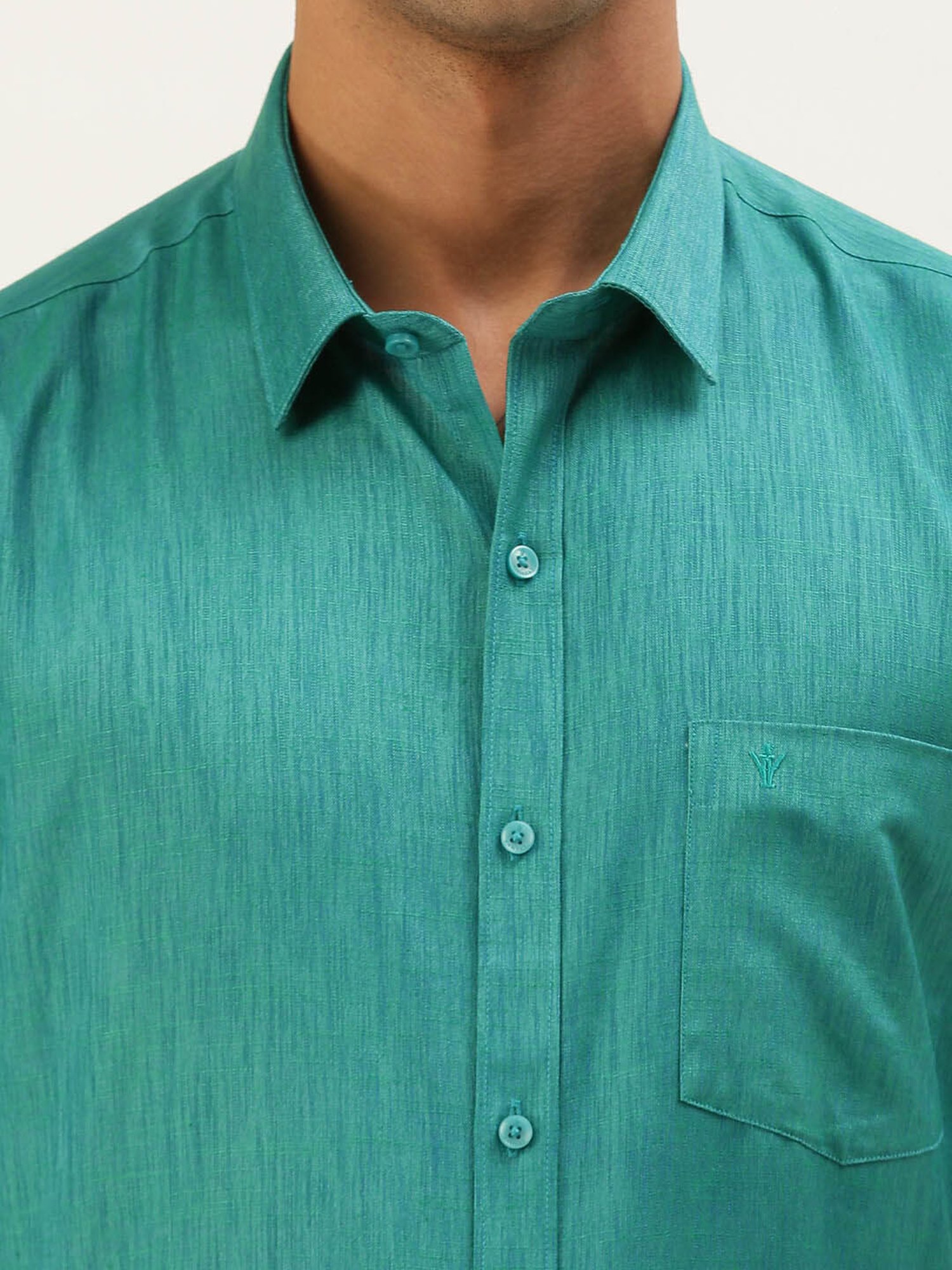 Ramraj Sea Green Regular Fit Shirt