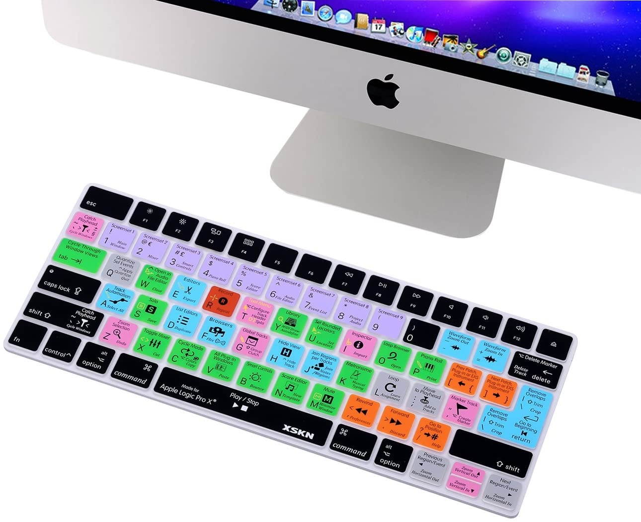 XSKN Logic Pro X Shortcut Keyboard Skin, XSKN Durable Logic Hotkeys Silicone Keyboard Skin for Apple Magic MLA22LL/A, US Version