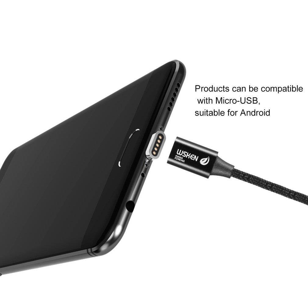 WSKEN Lite Black Data Line Metal Magnetic Cable Quick Charge Powerline Type C