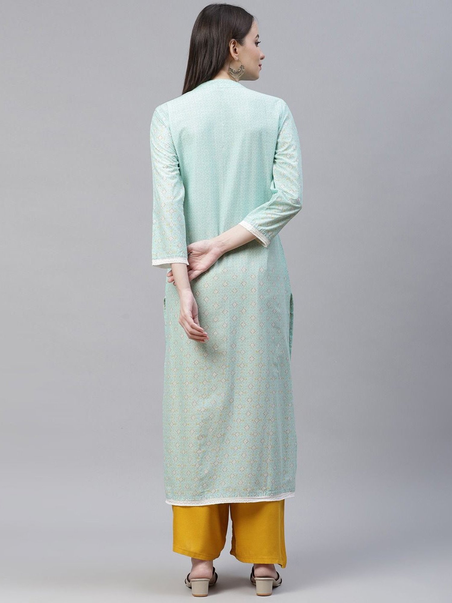 Jompers Blue Cotton Printed Straight Kurta