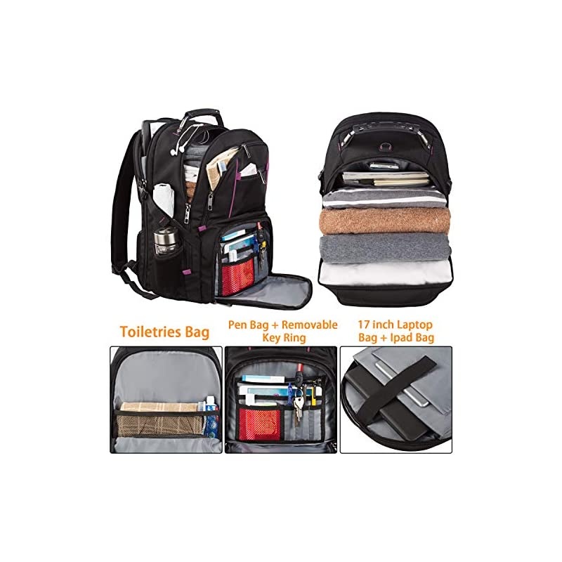 Large Travel Laptop Backpack TSA Durable Computer College School Bookbag with USB Charging Port for Men