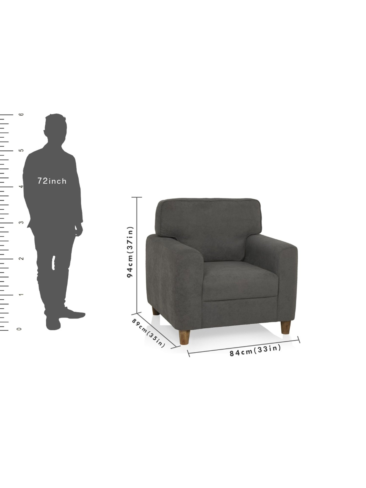 Duroflex Utopia Grey Pinewood 1 Seater Sofa