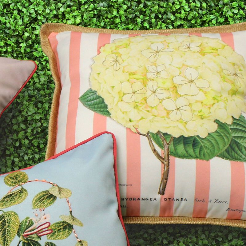 20" x 20" Hydrangea Square Patio Throw Pillow - New York Botanical Garden