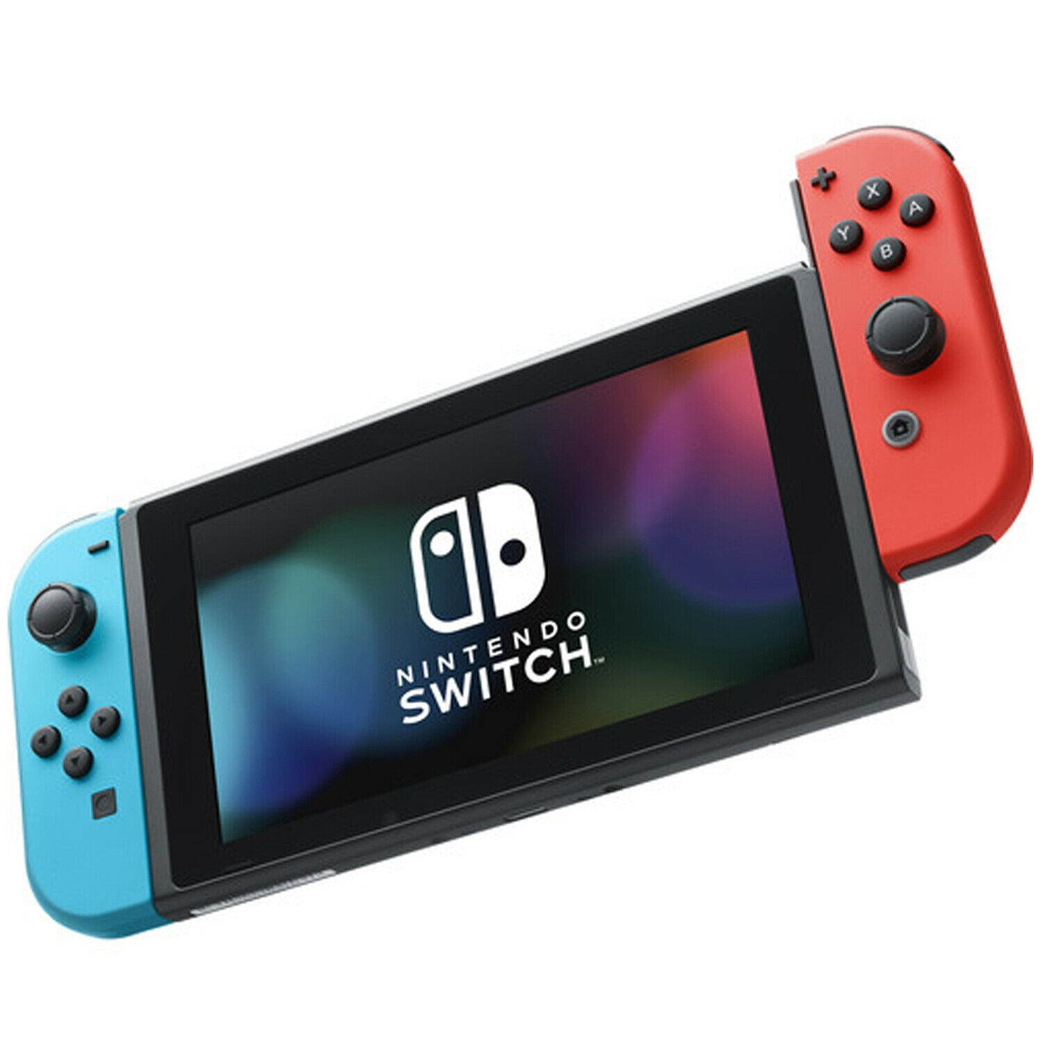 Nintendo Switch With Neon Blue And Red Joy-Con Bundle With Super Mario Odyssey
