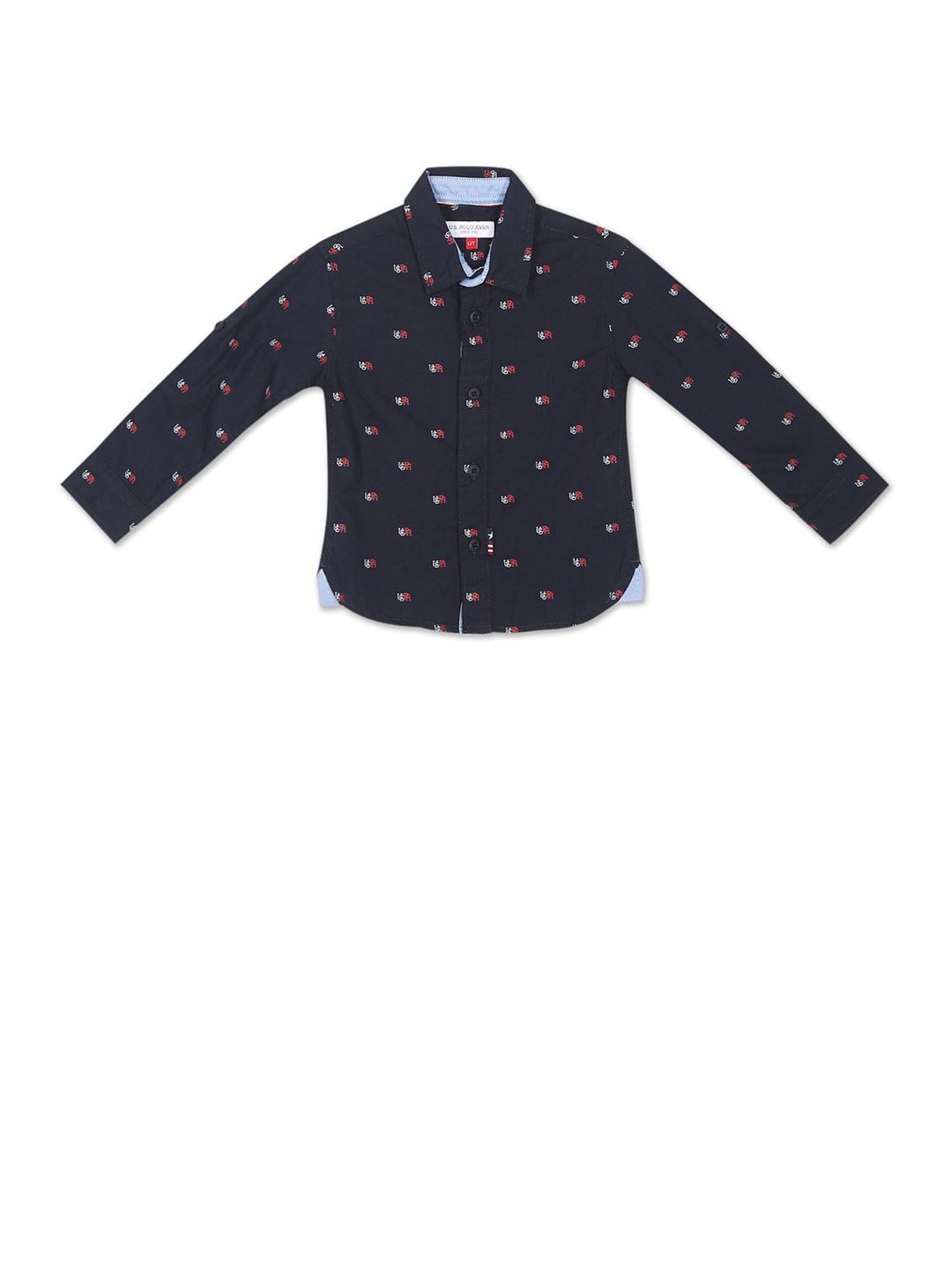 U.S. Polo Assn. Boys Navy Printed Full Sleeves Shirt