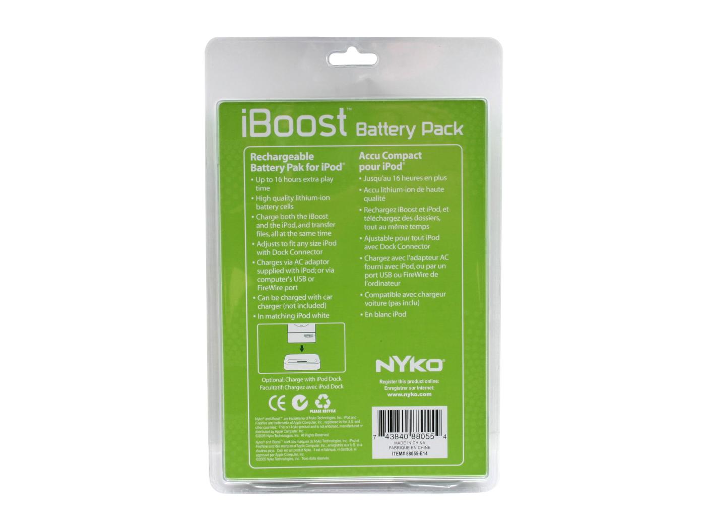 NYKO iBoost Slim battery pack for iPod Model 88055