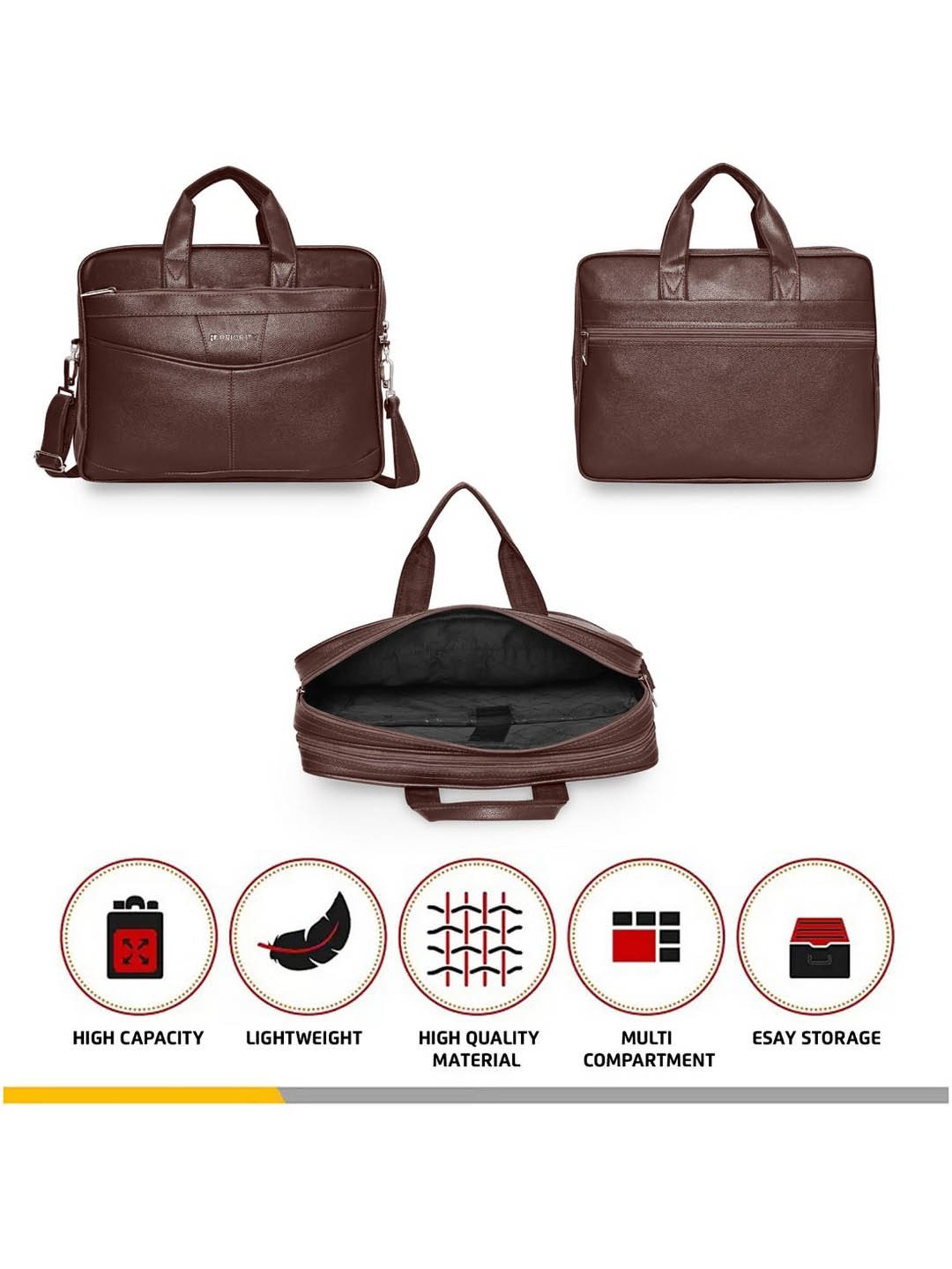 Priority Brown Synthetic Large Messenger Bag