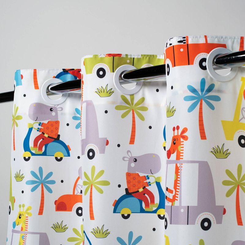 71"x74" Jungle Traffic Shower Curtain with PEVA Liner - Hookless