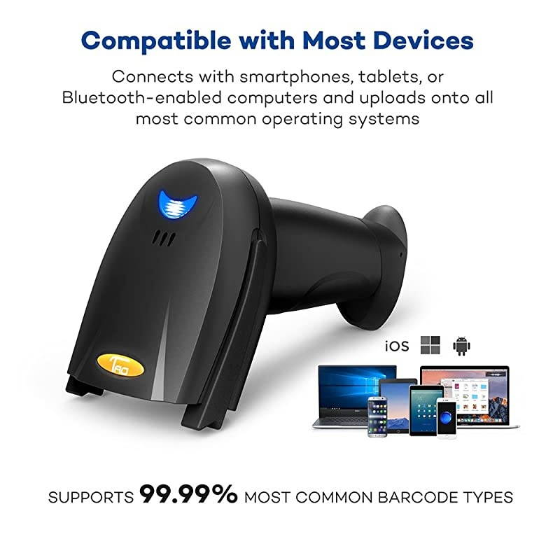Barcode Scanner  2in1 Bluetooth Barcode Scanner Wireless and Wired Portable Bar Code Scanner USB Barcode Reader for Computer iPhone iPad and Other Android Smartphone Tablet