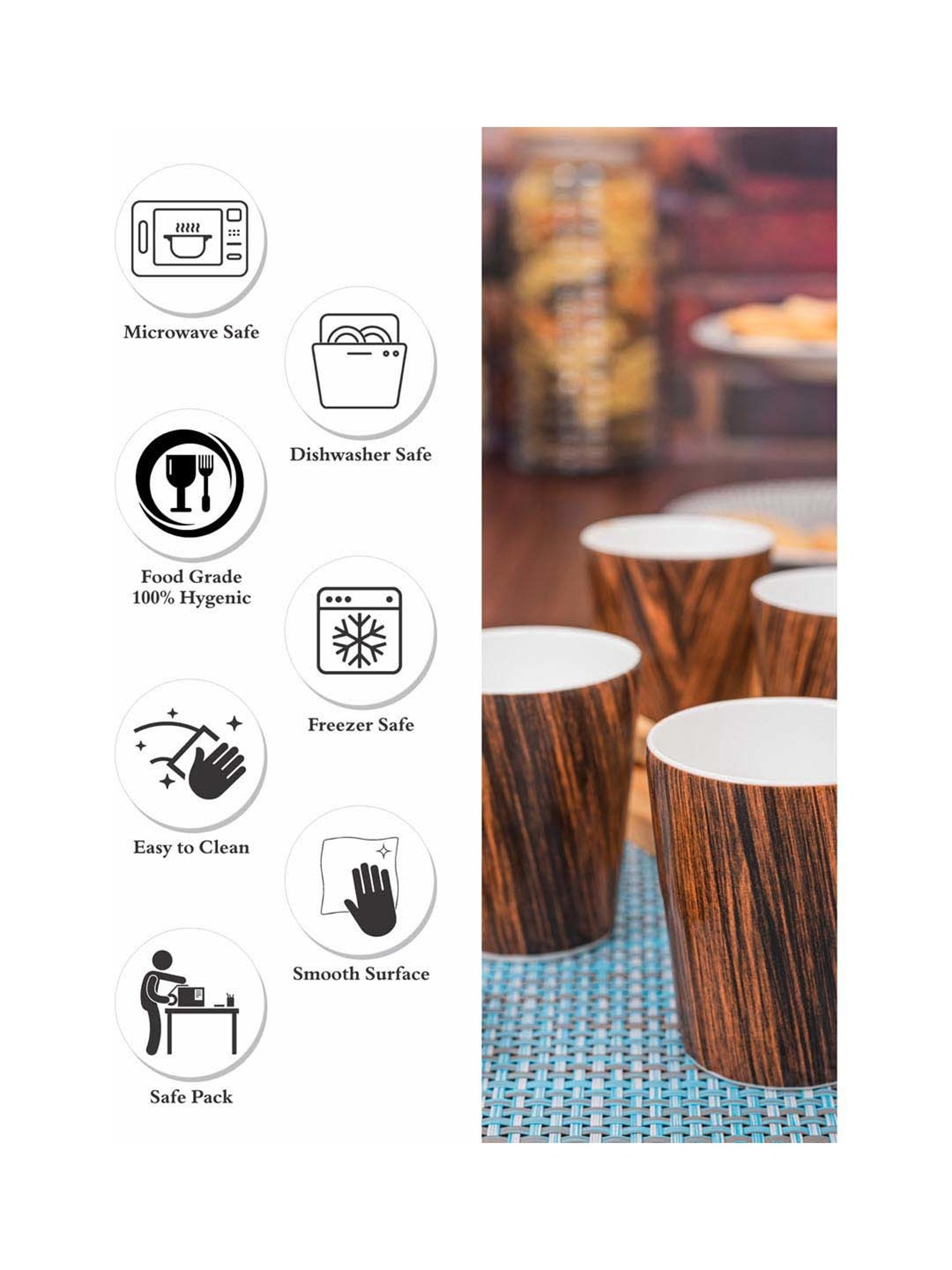 Goodhomes Brown Bone China Coffee Mugs (150 ml) - Set of 6