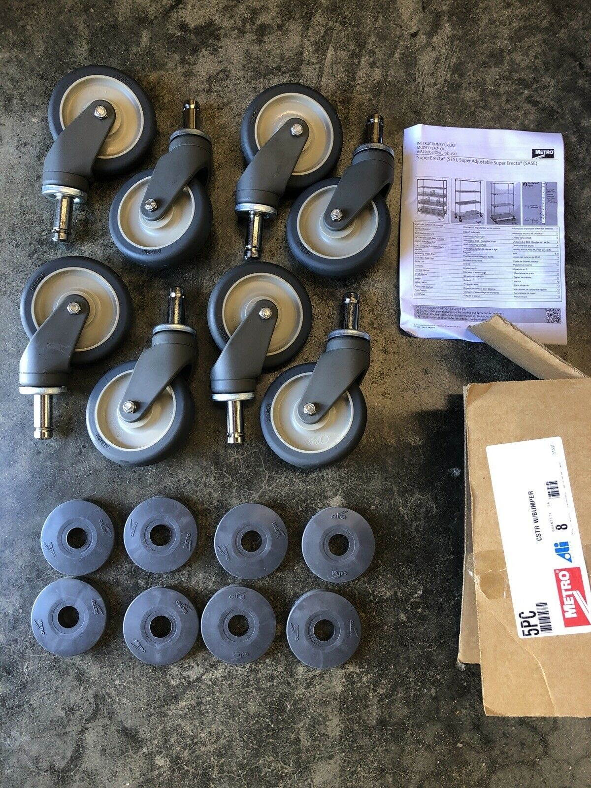 8 METRO Swivel Stem Casters W/Bumper 5&rdquo; 300 lb, Albion Model 5PC