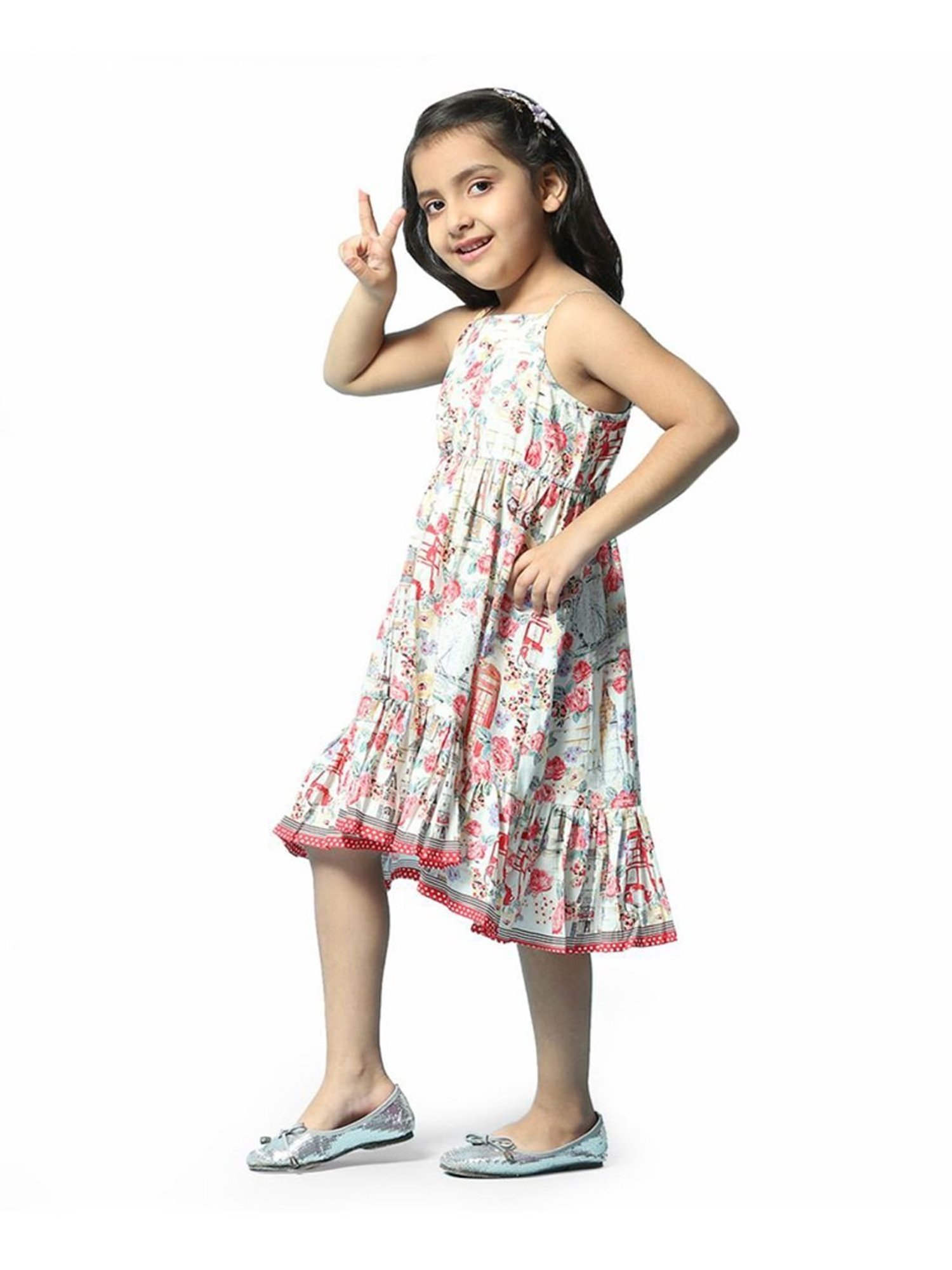 Biba Girls Multicolor Cotton Printed Dress