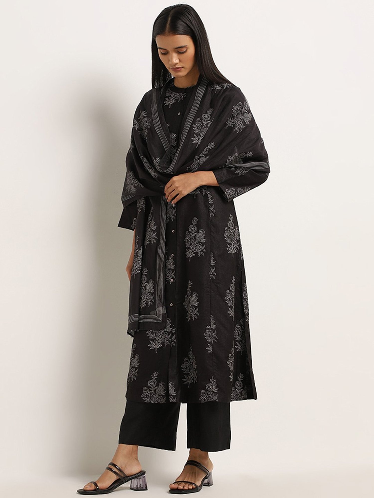 Zuba by Westside Black Anar Printed A-Line Kurta