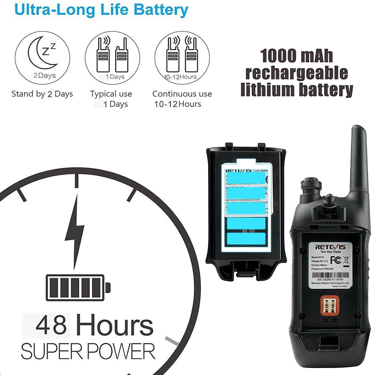 Retevis RT16 Walkie Talkies for Adults,Long Range Rechargeable Two Way Radio,Flashlight NOAA VOX,2 Way Radio for Camping Climbing Hiking Traveling Indoor Outdoor (4 Pack)