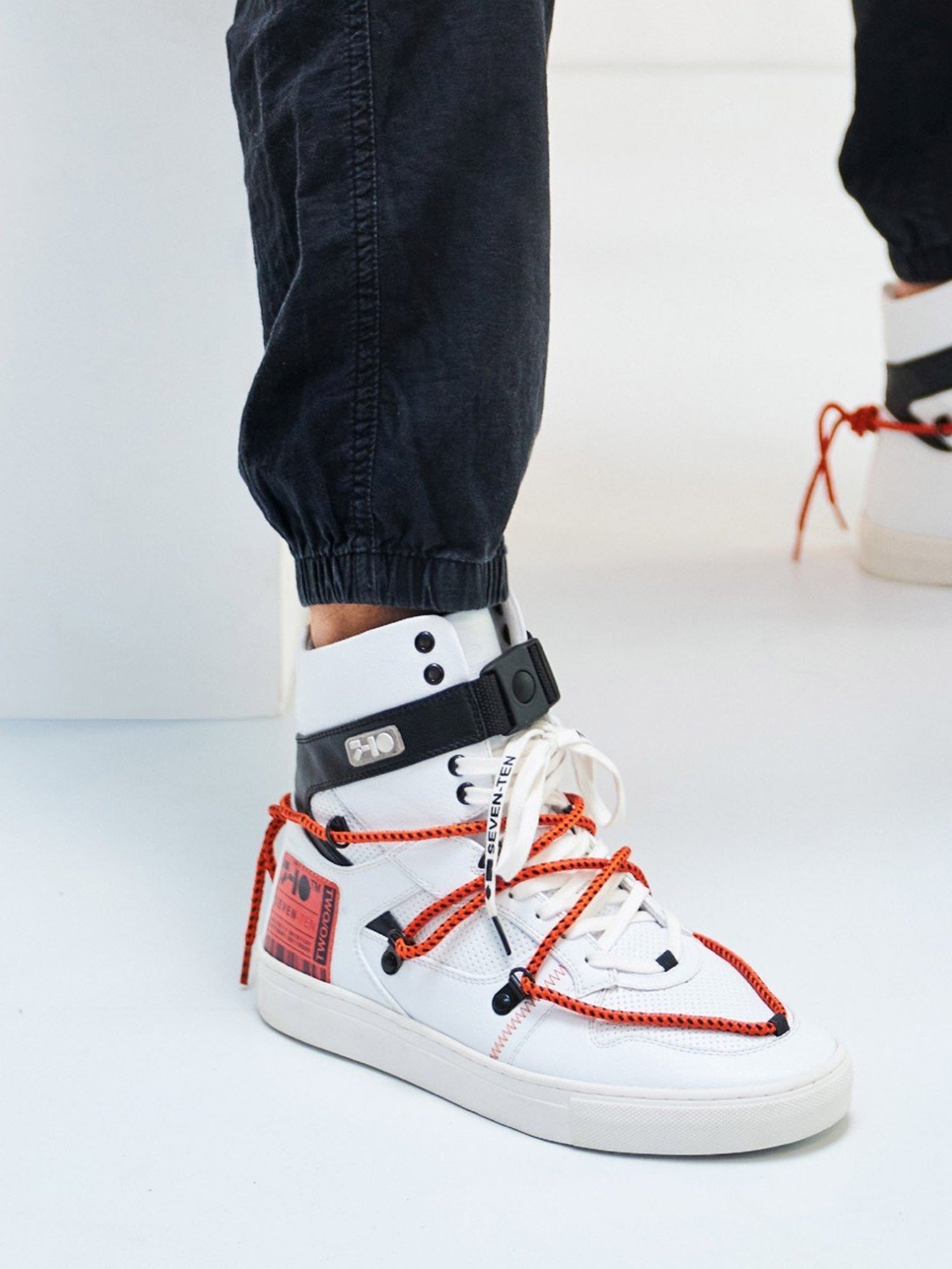 7-10 Women's 209 Elevate Street White & Orange High-Top Sneakers