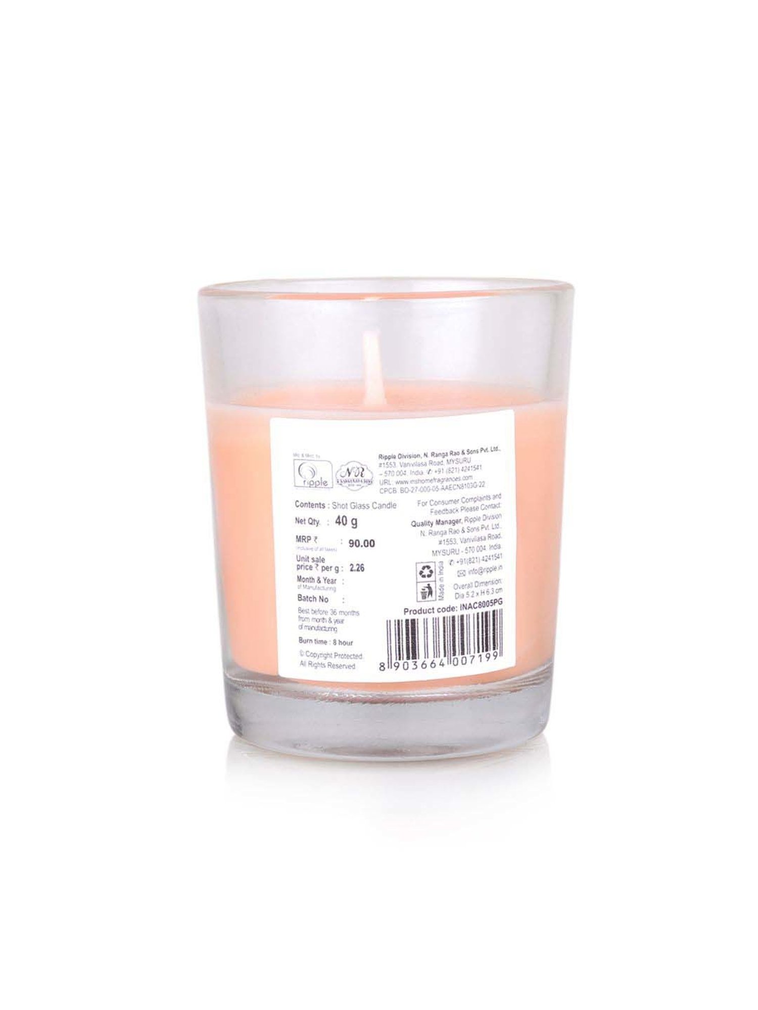 IRIS Peach Home Fragrances Peach Pomogranate Shot Glass Candle - Set of 5