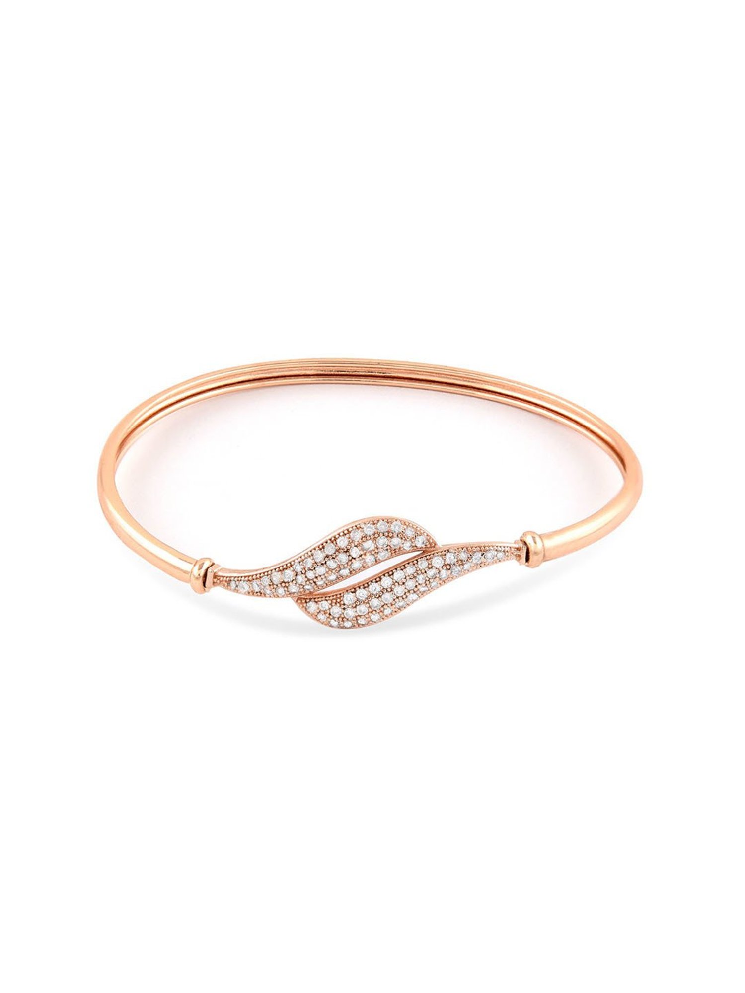 Zaveri Pearls Rose Gold Contemporary Cubic Zirconia Bangle Style Brass Kada-ZPFK10383